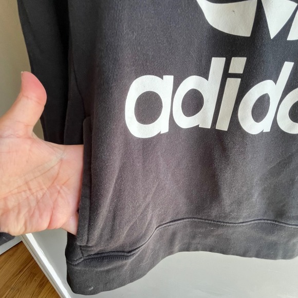 Adidas Pullover Hoodie Sweatshirt Trefoil Logo Black Comfy Casual - Picture 3 of 10